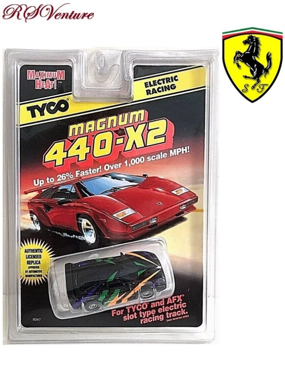 New Vintage Tyco '90s Magnum 440-X2 Ferrari F40 (Black) slot car